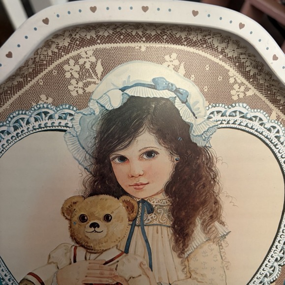 Vtg Jan Hagara 1987 Becky A Token Of Love Made In Hong Kong Tin Tray - Picture 2 of 7